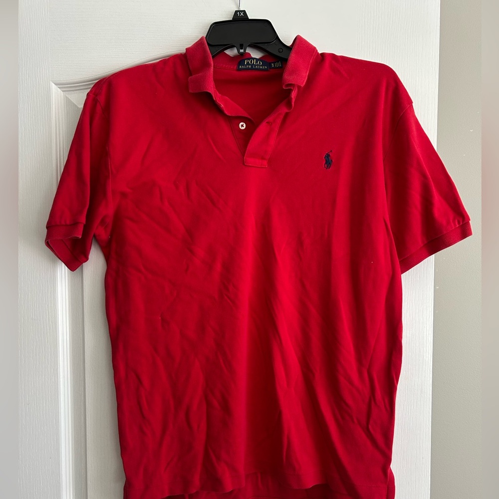 Ralph Lauren Men's Polo Shirt in Bright Red with Navy Pony